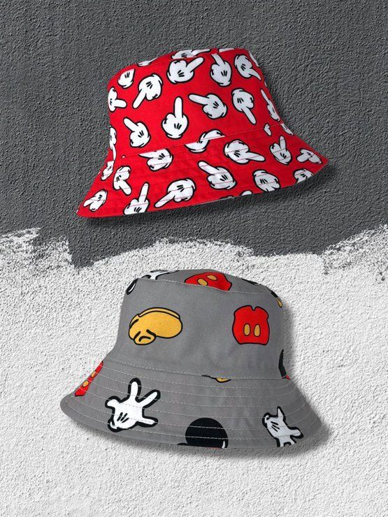 Панама двостороння Reload - Mickey/F*ck, Grey/Red 9050000000006 фото